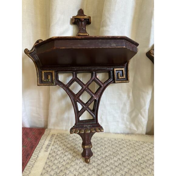 Vintage Syroco Wood Shelves oriental chinoiserie pagoda Asian style Chinese - Picture 6 of 16